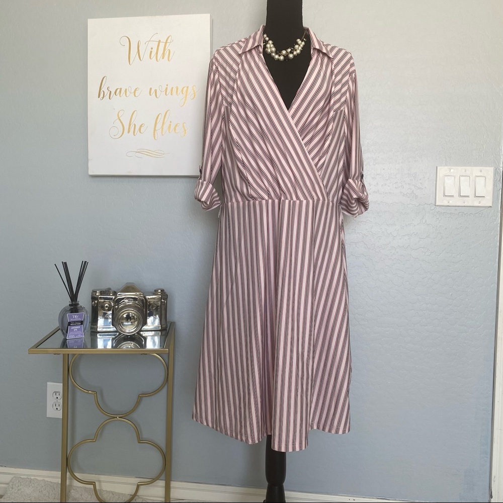 Pink Striped Dress (Plus)
